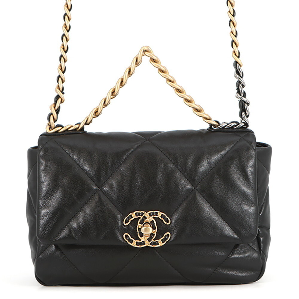 Chanel Chain Shoulder Bag CHANEL19 Coco Mark Shiny Lambskin AS1160 CHANEL Bla...